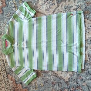 Izod Mens Polo S Striped Green